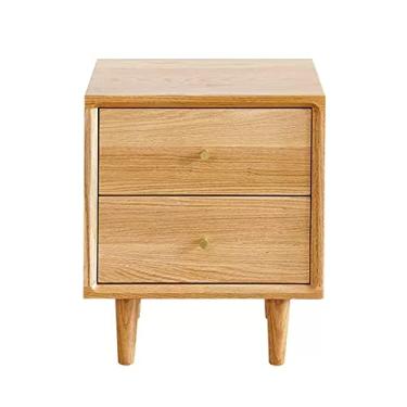 Imagem de VHDY85KA Mesas de cabeceira, gavetas, armário, 2 gavetas, textura de madeira natural. Tamanho: A 48 x L 40 P Prateleira de armazenamento de 35 cm
