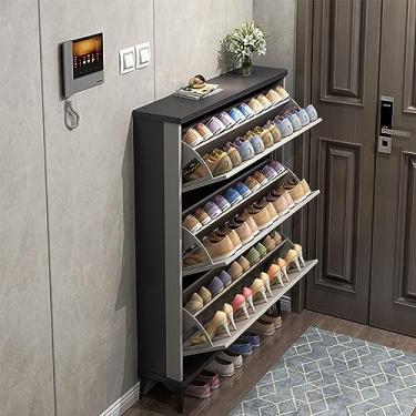 Imagem de Organizador de sapatos para entrada, armário de sapatos com 3 gavetas, sapateira estreita, para quarto, corredores, apartamento (50 x 24 x 118 cm, branco)