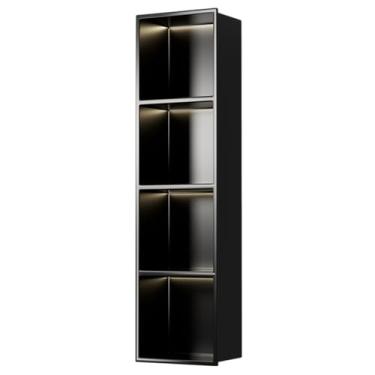 Imagem de Nicho de chuveiro, alcofa embutida em aço inoxidável, organizador de chuveiro embutido para casa, quarto, banheiro, xampu e prateleiras de armazenamento à prova d'água (cor: preto, tamanho: 120 x 28 x