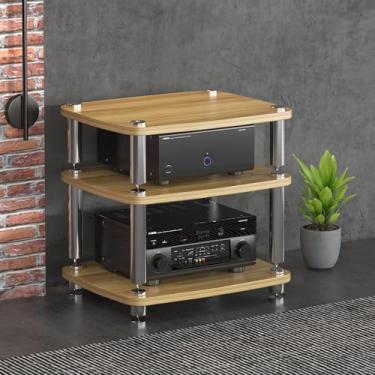 Imagem de Rack de áudio HiFi moderno, suporte de mídia Av, rack de armazenamento Au Dio, prateleiras de jogos, gabinete de console de mídia, suporte de TV, pequeno componente Av, suporte de entretenimento