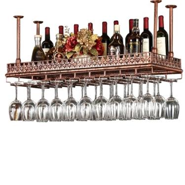 Imagem de Prateleiras flutuantes de bar prateleira de bar prateleira de bar montada na parede prateleira de exibição de garrafa de vinho com suporte de copo de vinho para garrafas de licor para casa bar sala de