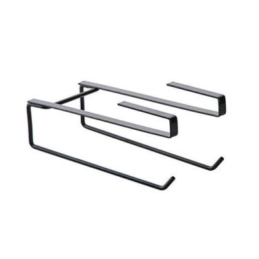 Imagem de Suporte de rolo de papel de cozinha Suporte de rolo de cozinha embaixo do armário, suporte de toalha de papel de bancada para banheiro, suporte de rolo de cozinha preto e branco (preto)