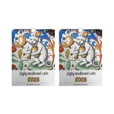 Imagem de Calendário De Parede Medieval 2026: Pintura Engraçada De Gato Feio  Pl
