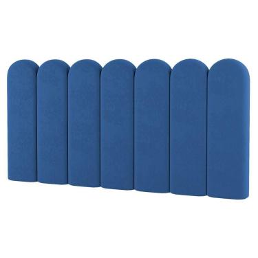 Imagem de Painel Cabeceira Cama Box Casal Lana 140cm Suede Azul - Desk Design