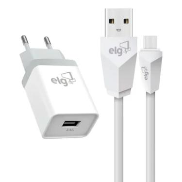 Imagem de Kit Carregador De Parede Universal, Com Cabo Usb Tipo-c De 1 Metro, Carga Rápida 2.4a, Branco, Ktc10wc, Elg