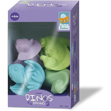 Imagem de Brinquedo Para Bebe Coleção Dinos Banho Caixa Com 06 Roma