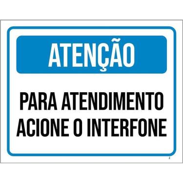 Imagem de Kit 3 Placa Acm Atenção Atendimento Acione Interfone 18X23