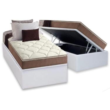 Imagem de Cama Box Baú Solteiro: Colchão Ortopédico Anjos D28 - Ag65 Star Pillow Top + Base Crc Courano White(88x188)