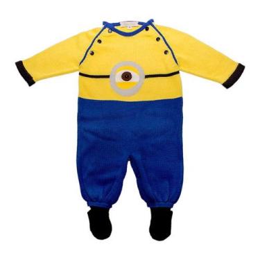 Imagem de Macacão Recém Nascido dos Minions tricô artesanal abertura frontal - E