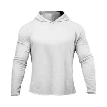 Imagem de Camiseta Masculina Slim Fit De Manga Comprida Com Capuz, De Algodão, R