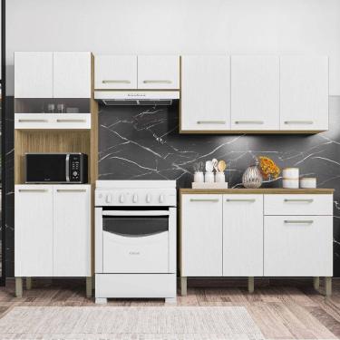 Imagem de Armário de Cozinha Compacta Versalhes Freijó Supremo 12 Portas, 1 Gaveta e Balcão com Tampo - Kits Paraná