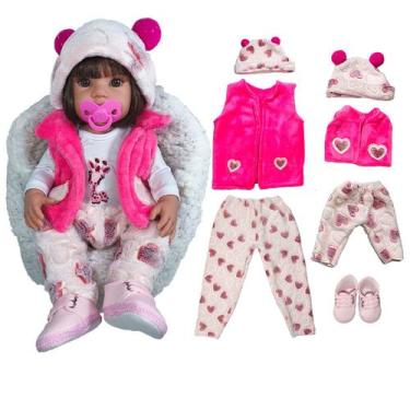 Imagem de Boneca Bebê Mamãe Reborn Girafinha + Roupa Mãe e Filha