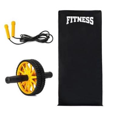 Imagem de Kit Corda Pular Colchonete Roda Abdominal Fitness Academia Profissional-Unissex