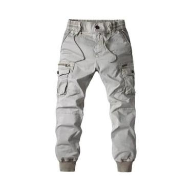 Imagem de Calças Cargo Pretas Khaki Para Homens, Casuais, Táticas, Com Múltiplos