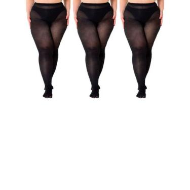 Imagem de Kit com 3 Meias Calças Fio 80 Opaca Trifil 6100 Plus Size, Preto, 1XG