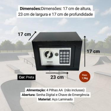 Imagem de Cofre Digital Eletrônico com Teclado e Chave Preta - STARTOOLS