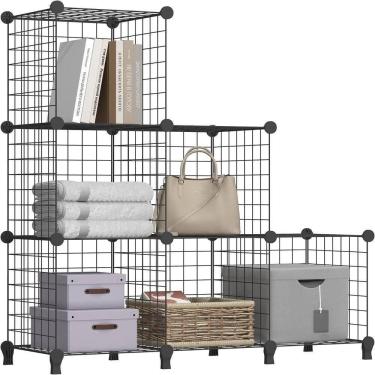 Imagem de Estante Modular 8 Prateleiras Organizador Brinquedos Livros em Aço Nobre e ABS Preto CG...
