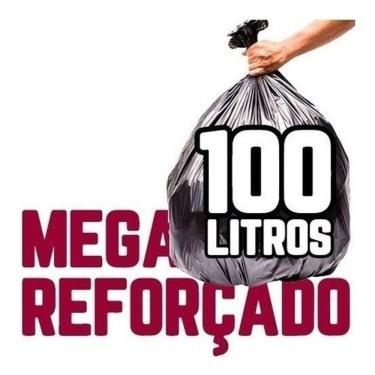 Imagem de Saco de Lixo Mega Reforçado Preto 100L Fardo com 100 Unidades 75CM X 90CM para Lixeiras...