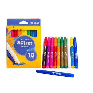 Imagem de Kit 10 Canetinhas Hidrográficas Laváveis Coloridas First