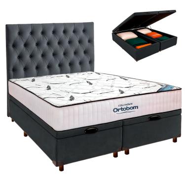 Imagem de Box Bau Blindado + Colchão Queen High Foam Ortobom + Cabeceira