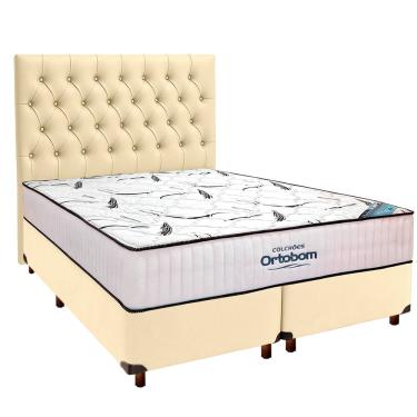 Imagem de Cama Box Com Colchão Queen High Foam Ortobom + Cabeceira Begetiza