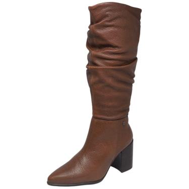 Imagem de Bota Feminina Cano Longo Salto Médio Bloco Couro Bottero