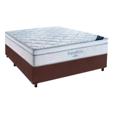 Imagem de Cama Box Marrom + Colchão Freedom Casal  Ortobom