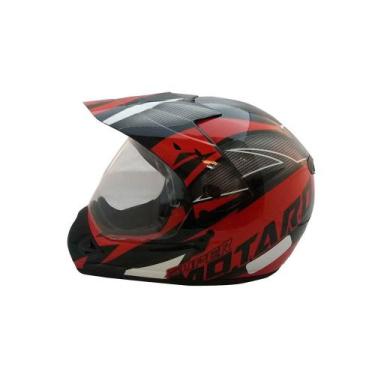 Imagem de Capacete Ebf Super Motard Iron Preto e Vermelho, 56