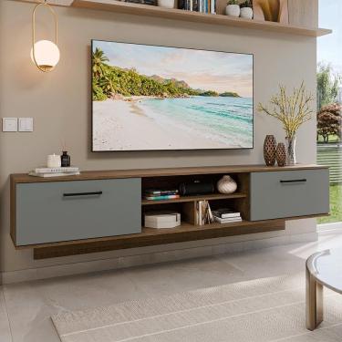 Imagem de Rack Suspenso para TV até 80 Polegadas 218 cm 2 Portas Rustic/Cinza Agata Madesa