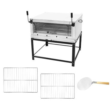 Imagem de Forno Gás Industrial Pedra Refratária Roma Inox 90 Firi90 + 2 Grades Extra + pá Pizza -...