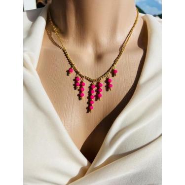 Imagem de Colares chocker modelo com cristais de vidro folheados ouro - Dondocas