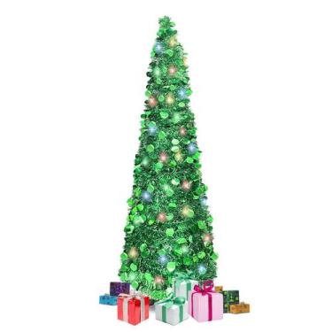 Imagem de Árvore de Natal Kungfuking de 5 pés com 90 luzes LED e verde lantejoul