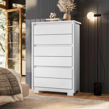 Imagem de Cômoda Para Quarto Pequena 6 Gavetas 79cm Unitá A04 Branco - Lyam Decor