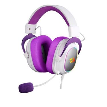 Imagem de Headset Gamer Redragon Zeus Soda Pop RGB Branco e Roxo - H510WP-RGB - 