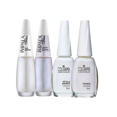 Imagem de Kit 8 Esmaltes Impala Colorama Tons Brancos Perolado Esmalte Atacado F