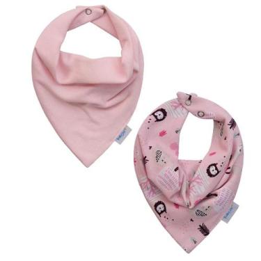 Imagem de Babador Bandana Impermeável Baby Joy para Bebês - Animais Rosa - INCOM