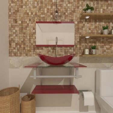 Imagem de Gabinete De Vidro Para Banheiro 40cm Ac Cuba Oval Vermelho Cereja - Cu