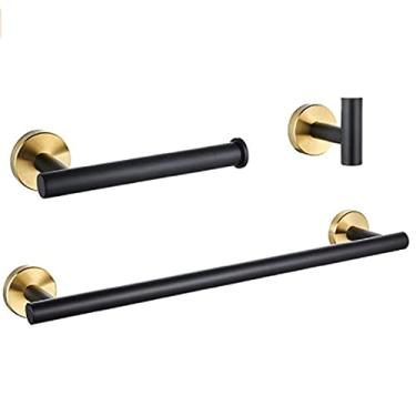 Imagem de Conjuntos de ferragens de banheiro de montagem em parede ouro preto suportes de papel de rolo de papel higiênico toalheiro barra anel roupão acessórios gancho, conjuntos de 3 peças, China