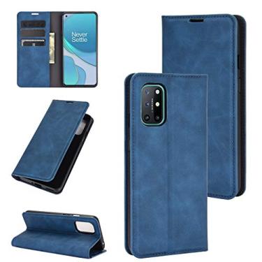 Imagem de YUNCHAO Caixa de telefone Para OnePlus 8t Retro-Skin Business Caixa de couro de sucção magnética com suporte e slots de cartão e carteira capa para celular