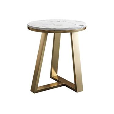 Imagem de Mesa lateral mesa de canto decorativa mesa lateral redonda pequena mesa de centro moda mesa de centro simples adequada para sala de estar quarto armazenamento doméstico mesa de chá mesa de centro
