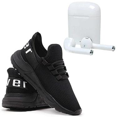 Imagem de Kit Tênis Ever Way Masculino + Fone Bluetooth Leve Conforto Preto 44