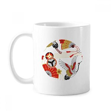 Imagem de Ventilador dobrável de guindaste caneca com padrão Sakura cerâmica xícara de café porcelana louça
