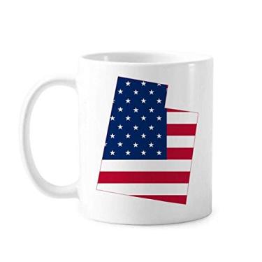 Imagem de Utah América Mapa Estrelas Listras Bandeira Caneca Cerâmica Café Porcelana Utensílios de Mesa