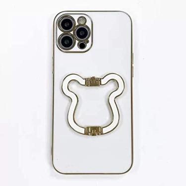 Imagem de Capa de telefone com suporte de urso de ouro de metal de luxo para Samsung Galaxy A53 A73 A33 A32 A51 A71 A 72 52 23 22 13 12 11 10 S Capa, XLA3, Branca, Para A10 S