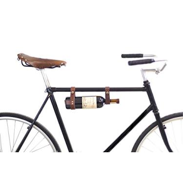 Imagem de The Bicycle Wine Rack - Suporte de garrafa de bicicleta e suporte para piqueniques - Acessório de couro feito à mão (marrom)