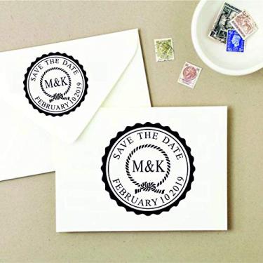 Imagem de Carimbo de casamento personalizado, carimbo de endereço, selo Save The Date, estilo de carimbo redondo - R11