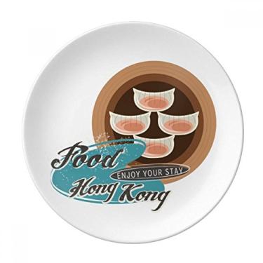 Imagem de Hong Kong Har Gow Dumplings Prato decorativo de porcelana Salver Prato de jantar
