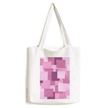 Imagem de Bolsa de lona de malha de linho roxa, quadrada, mosaico, sacola de compras, bolsa casual