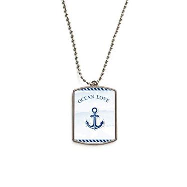 Imagem de DIYthinker Colar com pingente de corrente de aço inoxidável azul com âncora Ocean Love Sea Sailing