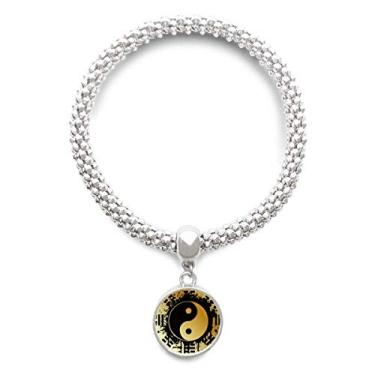 Imagem de DIYthinker China Taichi Oito Diagrama Tinta Prata Pulseira Pingente Joias Corrente Ajustável